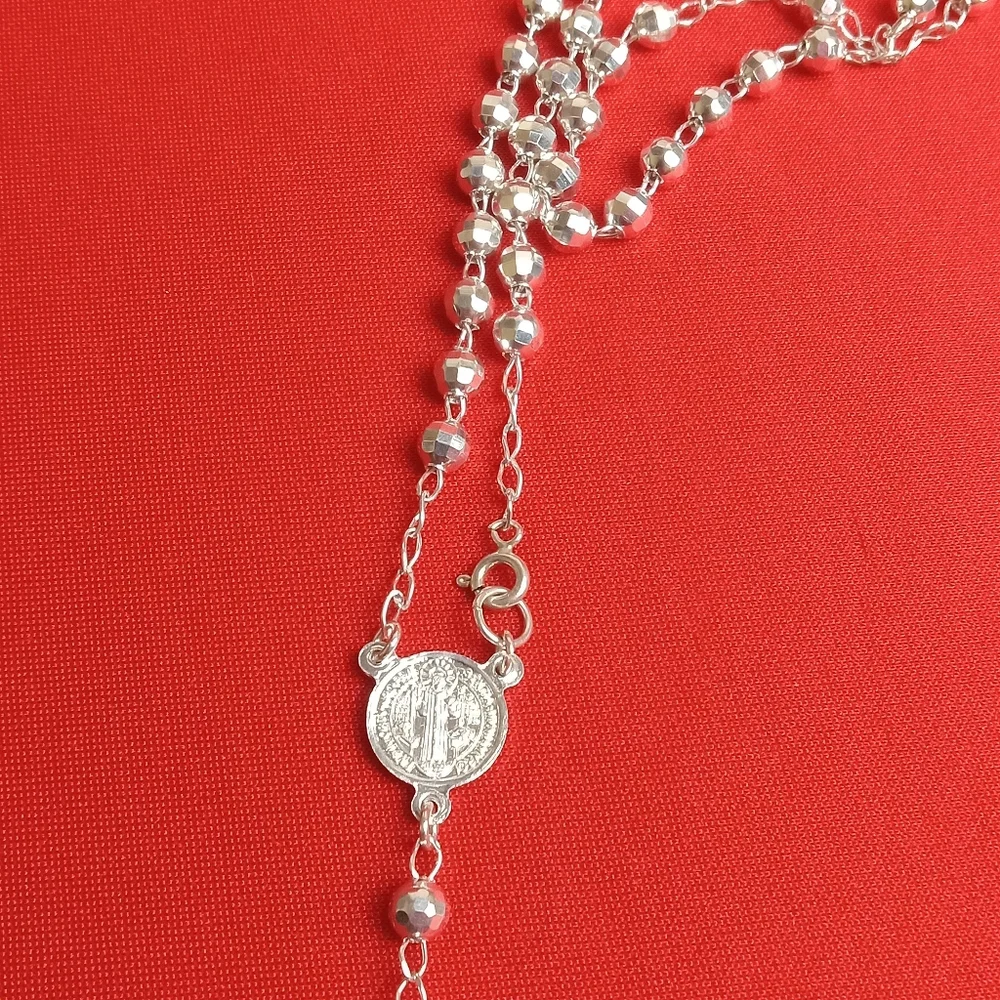 925‎ sterling SILVER men and women/Catholic ROSARIO necklace